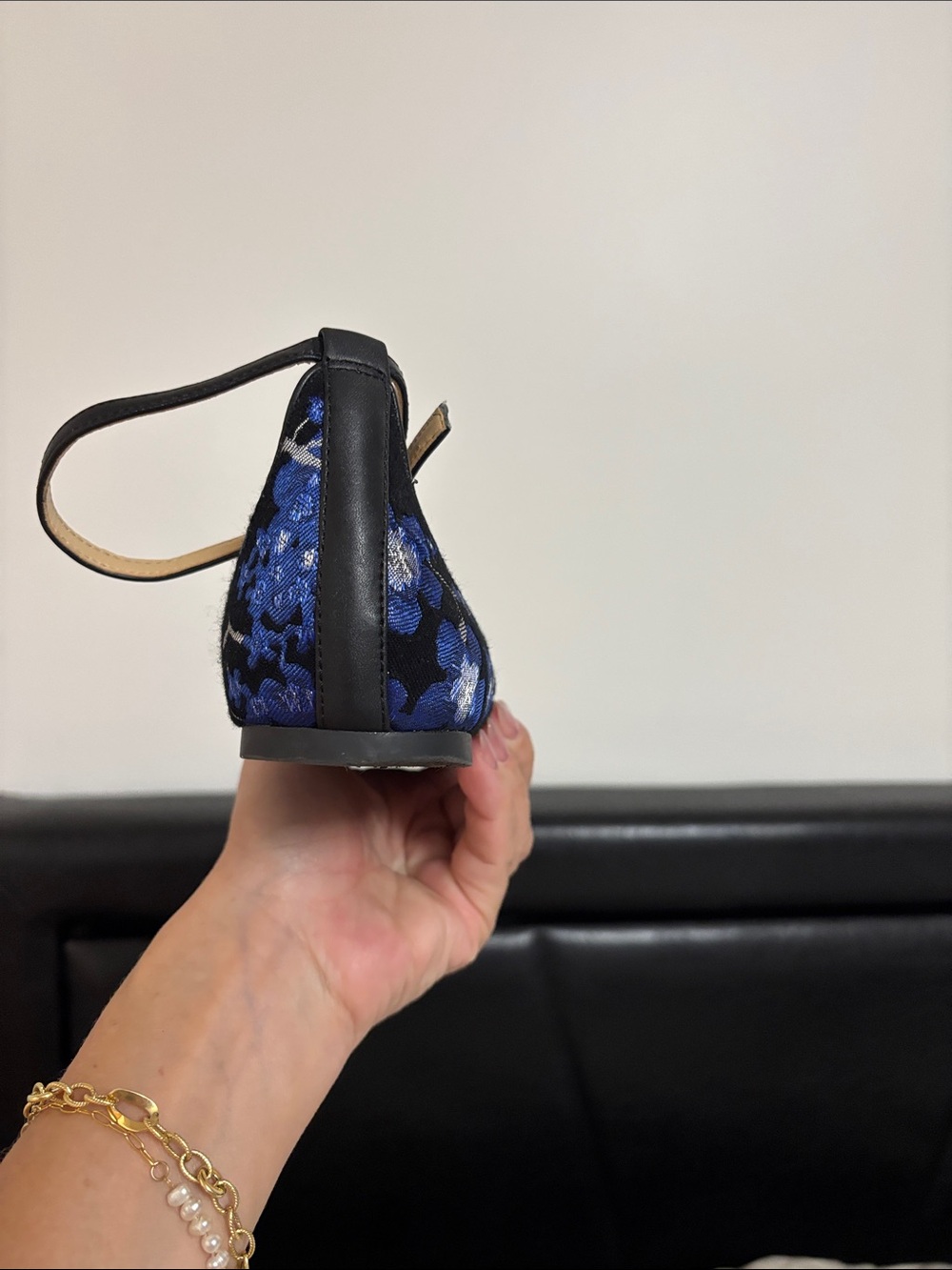 Sam Edelman Navy Blue Floral Pointed D'Orsay Flats - Picture 5 of 11